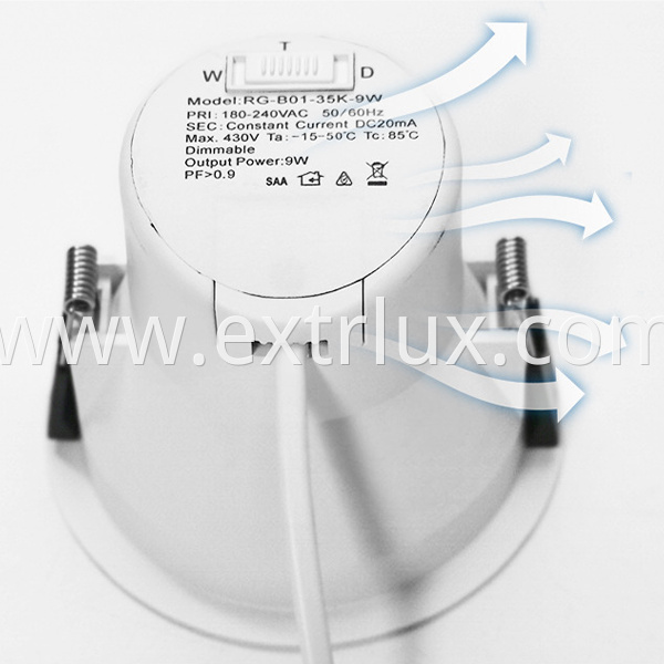 Backside tri-color dial code anti-glare downlight with plug